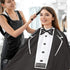 visesunny Tuxedo Barber Cape with Black Bow Tie, Anti-Static Hair Cutting Cape, Water-Resistant