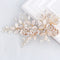 SWEETV Light Rose Gold Rhinestone Wedding Clip Bridal Comb Barrette - Handmade Flower Head Pieces for Women