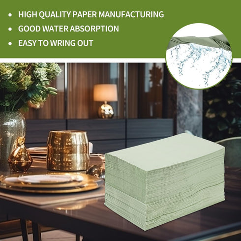 zjdbset 100PCS Disposable Sage Green Guest Napkins Paper Green Disposable Hand Towels Decorative Dinner Napkin Paper