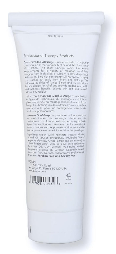 BIOTONE Dual-Purpose Massage Crème with Arnica and Ivy Extracts, Luxurious Feel, Effortless Glide
