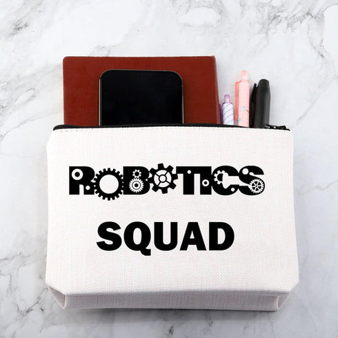 Robotics Squad Cosmetic Bag Gift for Robots Lover, Robot Gear Toy Makeup Bag