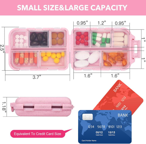 Shiritany 189 7 1 Pack) Travel Pill Organizer with Medicine Labels & Stickers - Day Pill Organizer (Pink