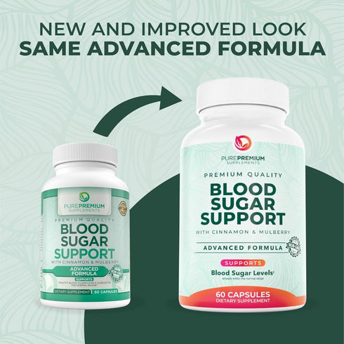 PurePremium Normal Blood Sugar Support Supplement - 60ct with 20 Active Ingredients