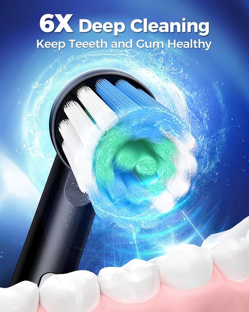 Teeaegis 8 3 2-Minute 45-Day Rotating Electric Toothbrush with Brush Heads for Adults and Kids, Modes Rechargeable