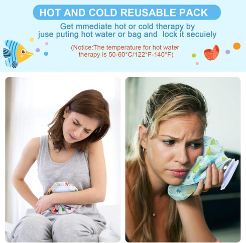 Nuanchu 3 Pieces Ice Bags for Injuries - Reusable Hot Cold Water Bag, 6, 9, 10 Inches for Pain Relief