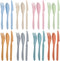 Knives Spoons and Forks Set, Wheat Straw Reusable Cutlery Set for 8, Utensils for Party, Travel, Picnic, Camping