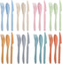 Knives Spoons and Forks Set, Wheat Straw Reusable Cutlery Set for 8, Utensils for Party, Travel, Picnic, Camping