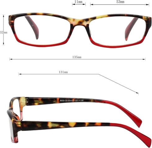 Yogo Vision Reading Glasses 5 Pairs Fashion Ladies Quality Designed Spring Hinge Readers for Women