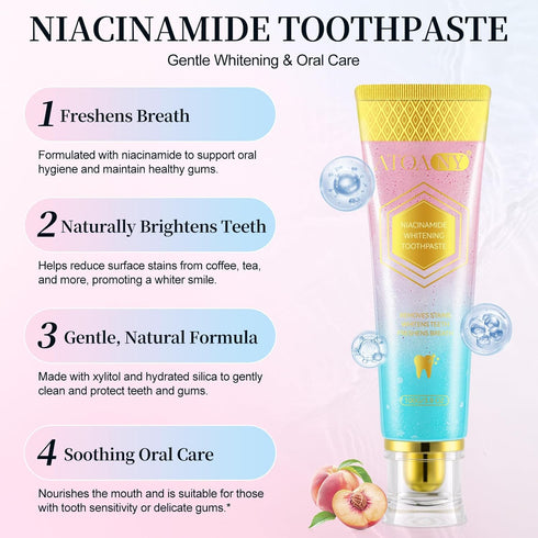 JWBVCTCR (3.8oz1 Pack) Niacinamide Whitening Toothpaste Niacinamide Toothpaste Whitening, Improves Gum Health Fresh
