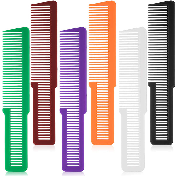 Patelai 6 Pieces Professional Barber Comb Set, Flat Top Combs for Stylists in Green, Purple, Orange, Red, White, Black
