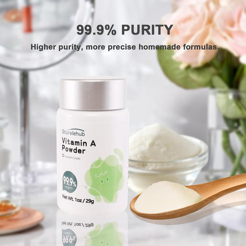 Vitamin A Palmitate Powder, Vitamin A Retinol Palmitate, 1OZ 99.9% Purity, Cosmetic Grade, Vitamin A Powder for Homemade Cosmetics
