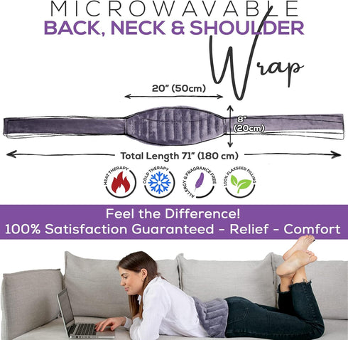 Microwave Heating Pad for Lower Back Pain Relief, 20" x 8", Cordless Moist Heat Therapy