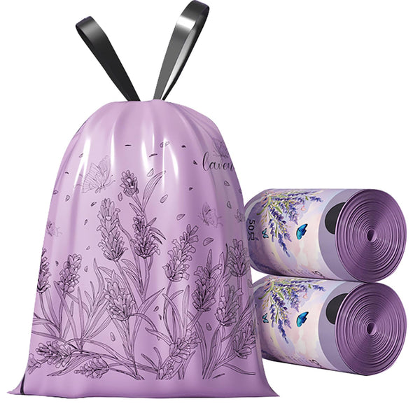 YIHUANYIFA 100pcs 2.6 Gallon Small Trash Bags Tearing-Free Drawstring for Bathroom Office Home