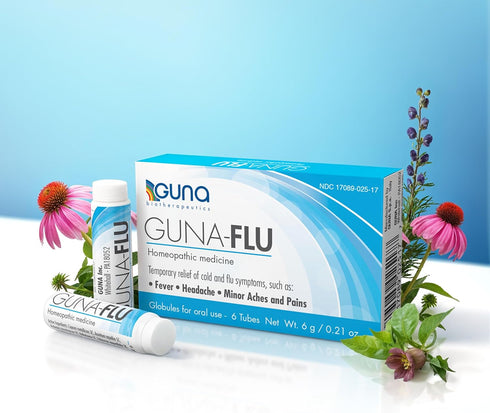 GUNA-Flu for Relief of Flu-Like Symptoms, Body Aches, Headache, Fever, Chills, Fatigue - 6 Tubes