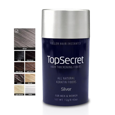 Top Secret Hair Thickening Building Fibers Refills, Undetectable & Natural Hair Filler for Men & Women, Silver, Regular