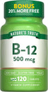 Nature's Truth B12 Vitamin | 500 mcg | 120 Tablets | Vegetarian, Non-GMO & Gluten Free Supplement