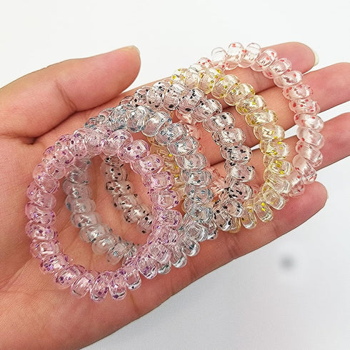 Traceless Spiral Hair Ties, 20 Pieces, No Crease, Transparent, Mixed Color, Phone Cord Hair Bands