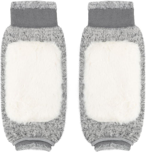 Winter Wool Knee Warmers - Plush Cashmere Lined Leg Sleeves for Women