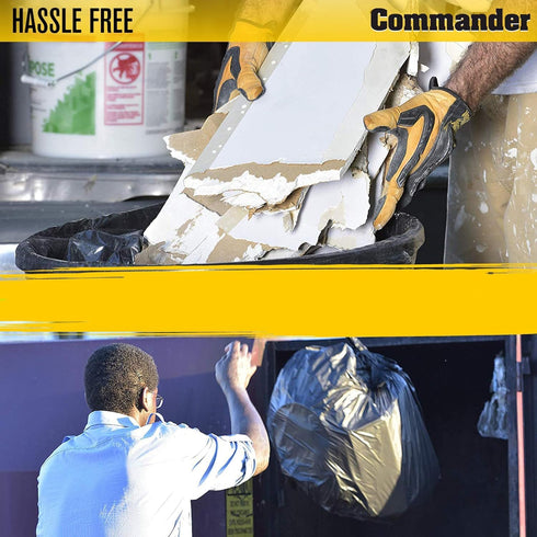 Commander 20-30 Gallon Black Drawstring Trash Bags, 1.0 MIL, 30" x 33", Pack of 28