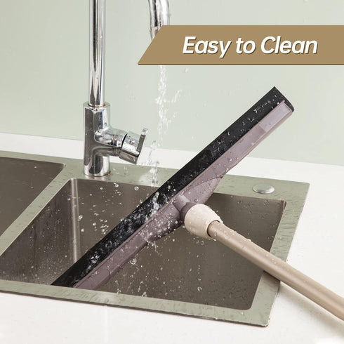 Eyliden Floor Squeegee Scrubber: Heavy Duty Telescopic Handle for No-Scratch Floor Cleaning, EVA Foam Blade