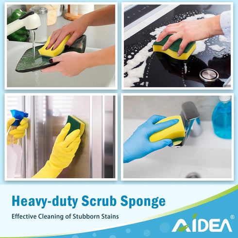 AIDEA Heavy Duty Scrub Sponge-50 Count, Eco Scrub Pads for Effortless Cleaning of Dishes, Pots, and Pans