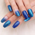 MISUD Press on Nails - Medium Coffin Glue on Nails, Blue Ombre, Acrylic Bling Glitter Design, 24 pcs
