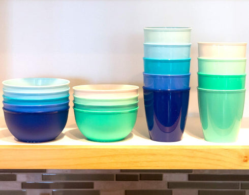 Youngever 9 Pack 10 Ounce Plastic Bowls - Kids Plastic Bowls Set of 9 in Coastal Colors