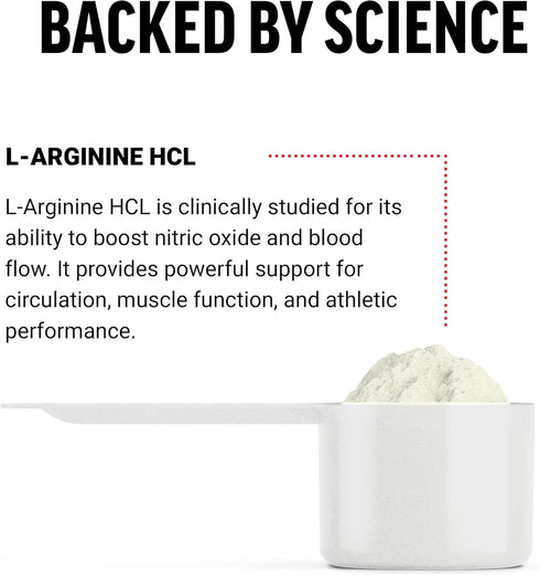 FORCE FACTOR L Arginine HCL, 6000mg Powder, Unflavored, 30 Servings, Nitric Oxide Supplement for Blood Flow