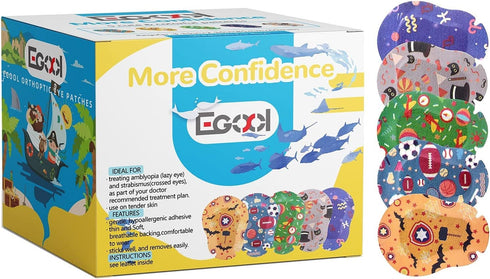 Adhesive Eye Patches for Kids - Cool Boys Design, 45 + 5 Bonus, Regular Size, Hypoallergenic Material