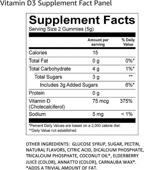 Vitamin D3 Gummies, 112 Total, 8-Pack, Peach, Mango & Strawberry Wellness Chews for Heart & Bone Support