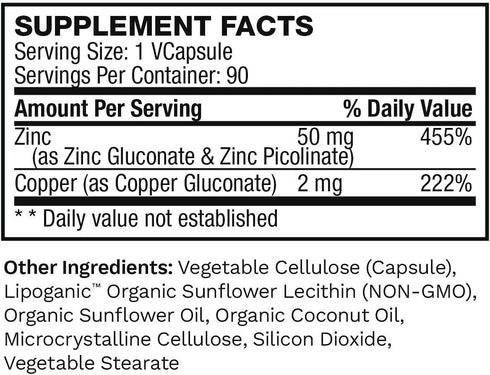 Lewis Labs Zinc Citrate 50mg Capsules - 90 Count, Immune Support, Metabolism, Skin Health, Energy, Antioxidant Supplement