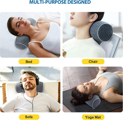 Neck Pillows for Pain Relief, Cervical Support Pillow with Pillowcase, Memory Foam Relaxer for Home & Travel (Black)