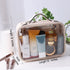 Traveling Toiletry Case, Large Clear Cosmetics Makeup Bag Dimensions | LxWxH:10” x 4.5” x 8” (Beige, Medium)