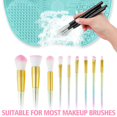 Silicon Makeup Brush Cleaning Mat, Portable Cosmetic Brush Cleaner Pad with Suction Cup (green)