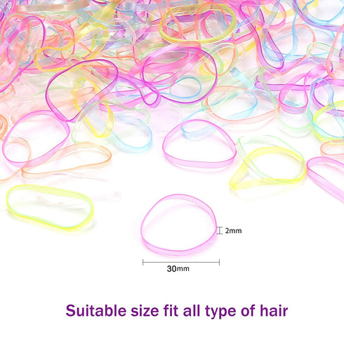 Hoyols 2000 Small Rubber Bands, Hair Ties Ponytail Elastic Multi Color Value Pack for Kids Girls Hair