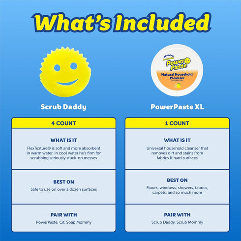 Pack 4 (5ct) Scrub Daddy Sponges & PowerPaste XL Value - Scrub Daddy Multipurpose Dish Sponges & PowerPaste XL