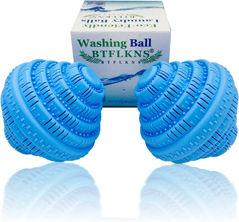 Eco-Friendly Laundry Balls, 2Pcs Premium Washing Ball, All Natural Detergent, 2000 Washing Cycle, 2Pack (Blue)