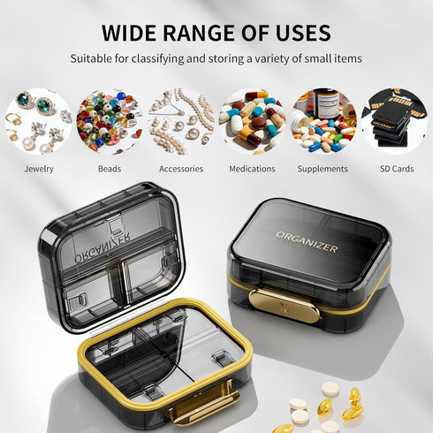 ZKSCool 7 Travel Pill Organizer, Waterproof Weekly Pill Box Day, Portable Container for Purse Pocket, Removable