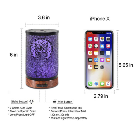 EQUSUPRO Essential Oil Diffuser, 150ml Metal Ultrasonic Cool Mist Diffuser with 7 Colors LED for Home and Office