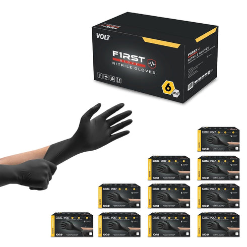 Volt Small 100 Ct. Black Nitrile Disposable Gloves - Food Safe, Micro Textured Cleaning Gloves, Latex Free