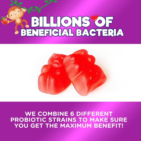Kids Probiotic Gummies - Chewable Daily Probiotics for Kids Ages 3+, 60 Gummies for Digestive & Immune Health