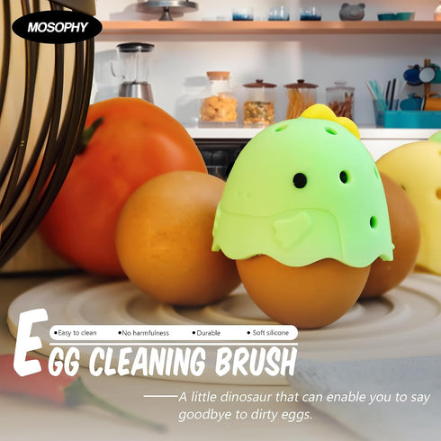 MOSOPHY Silicone Egg Washer - Cute Dinosaur Egg Cleaner for Fresh Eggs, Fruits & Veggies, Ideal for Homesteaders
