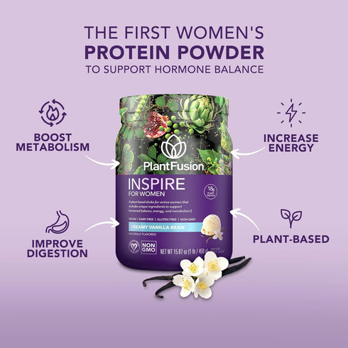 PlantFusion Inspire Plant Protein Powder for Women - Low Carb, Keto, Gluten Free, Non-Dairy, Rich Chocolate, 1 lb