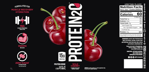Protein2o 15g Whey Protein Isolate Infused Water, Sugar Free, Gluten Free, Wild Cherry, 16.9 Fl Oz (Pack of 12)