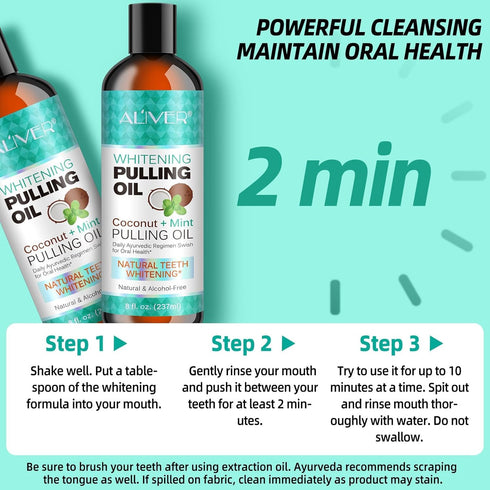 Coconut Oil Pulling with Peppermint Mouthwash, 237ML, Fresh Breath, Organic Essential Oils, Tongue Scraper