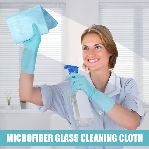 Tatuo 18 Pcs Microfiber Cloth, 16 x 16, Reusable Cleaning Cloths for Glasses, Windows, Mirrors (Blue)