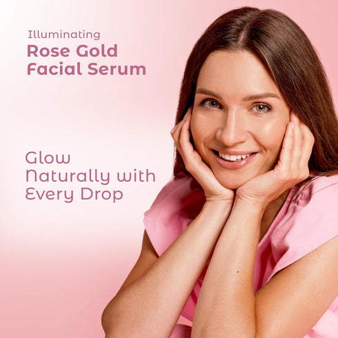 Illuminating Rose Gold Facial Serum Elixir - Hydrating Aloe & Hyaluronic Acid, 2 oz.