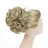 Rose Bud Curly Bun Hairpiece Extensions, Light Ash Blonde Messy Updo Scrunchie with Combs for Women