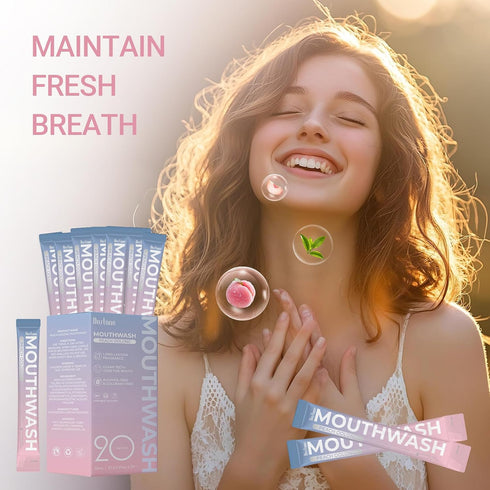 OUSTANE Packets 0.5 Fl.Oz/pcs 20 Packaged Travel Size Mouthwash to Go, Alcohol-Free, Non-Burning, Peach Oolong-Tea