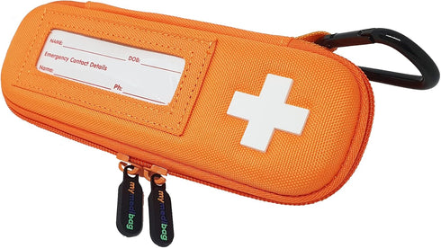 Single Epipen Carry Case - Hardcase Insulated Medication Bag - Bright Orange Holder for Emergencies